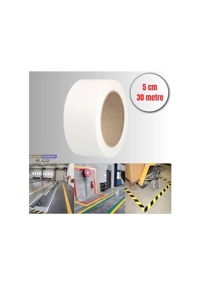 Pvc Yer İşaretleme Bandı 5cmx30m Zemin Bandı Beyaz Bant Marketim