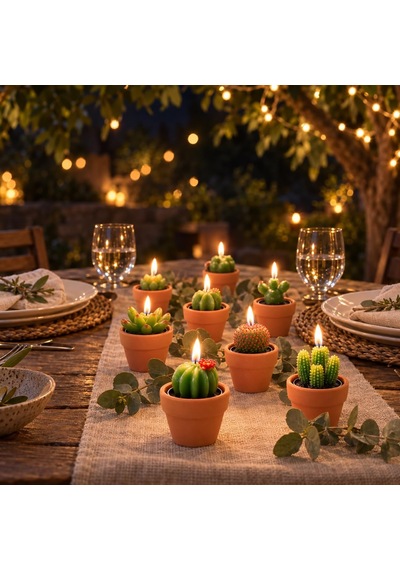 Tr 12 Adet Kaktüs Tealight Mumlar Gelin Partisi Hediyeleri Boho Meksika Parti Dekorasyonları Sukulent Mum Mini Çay I Genel