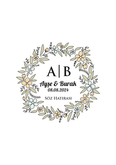 Dişli Kenarlı Dikdörtgen Mühür Kına Nişan Düğün 3x3 Cm Özel Etiket / 50 Adet Sticker Beyaz