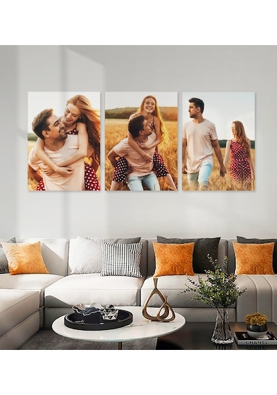 Kişiye Özel Fotoğraflı 3 Lü Mdf Tablo Seti 20x28 Cm Siyah