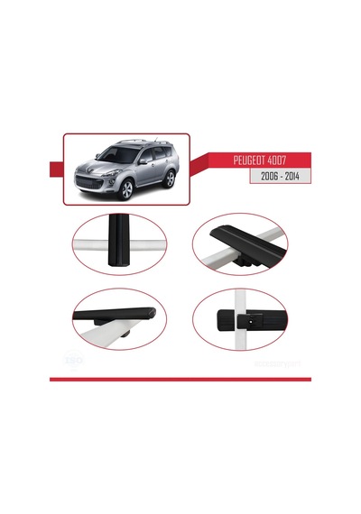 Peugeot 4007 2006-2014 Arası İle Uyumlu Basıc Model Ara Atkı Tavan Barı Siyah 3 Adet