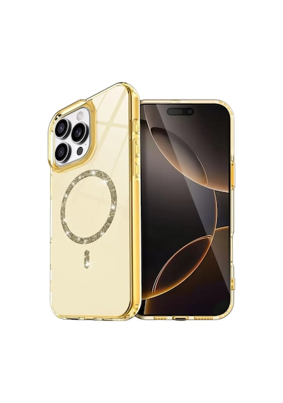 Newface Apple iPhone Uyumlu  15 Pro Max Live Diamond Magsafe Kapak - Sarı
