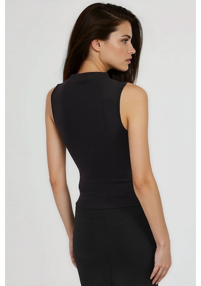 Hiccup Busem Slim Fit Bisiklet Yaka Örme Bluz Siyah