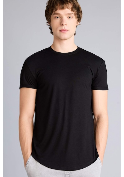 Defacto Long Muscle Fit Bisiklet Yaka Kısa Kollu Tişört N2104az26spbk81 Siyah-bk81