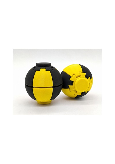Alvera Press Küresi 3d Baskı Dönüşen Mekanik Fidget Stres Oyuncağı-sarı-siyah