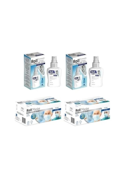 Roll Solüsyon Spreyi El Ve Cilt Dezenfektanı 100 Ml 2 Adet + 50 Adet Roll Maske 2 Paket