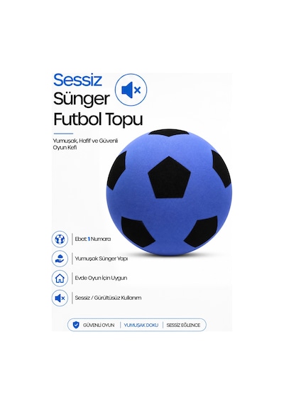 No:1 Futbol Topu Sessiz Sünger Gürültüsüz Yumuşak Evde Oynamaya Uygun Futbol Topu Mavi Sft6