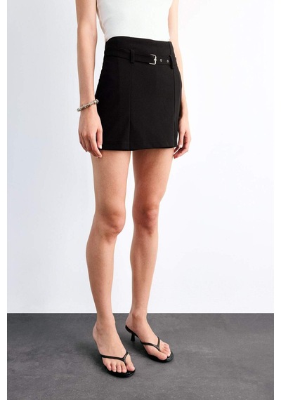 Defacto Fitted Kemer Detaylı Şort Etek G0185ax25smbk81 Siyah