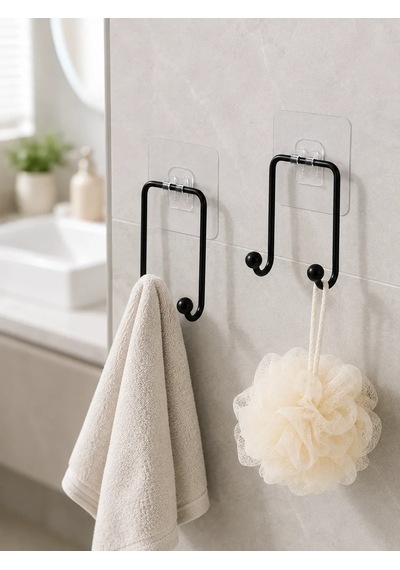 Ers 2'li Yapışkanlı Duvar Askısı Mutfak Banyo Ve Ev İçin Askılık Çok Renkli