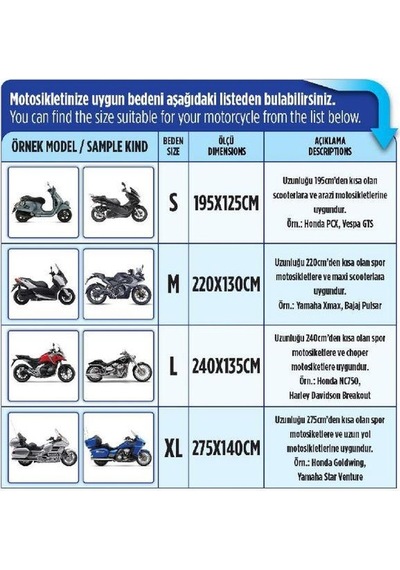 Automix 4 Mevsim Motorsiklet Örtüsü Large