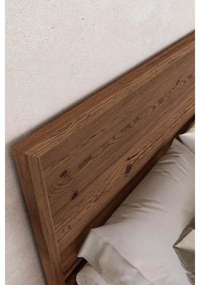 Hüma Yatay Başlıklı Masif Ahşap Karyola Ceviz 90x200