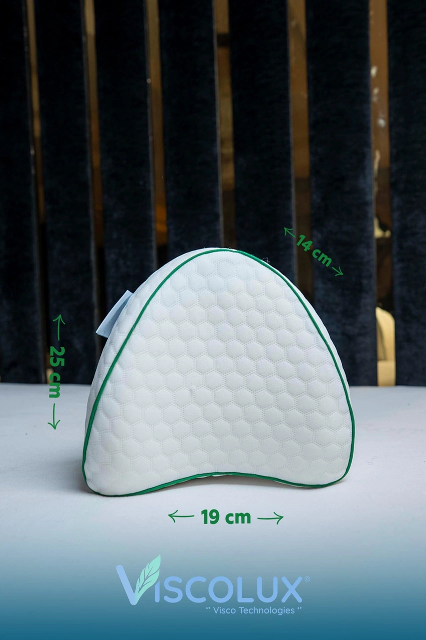 Diz Arası Ortopedik Yastık - V Model Diz Arası Yastık Visco Yastık 25x25x15 Yeşil