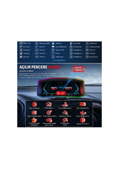 P4 Obd2 + Gps Head Up Display Hud, Dijital Hız Göstergesi, Sıyah