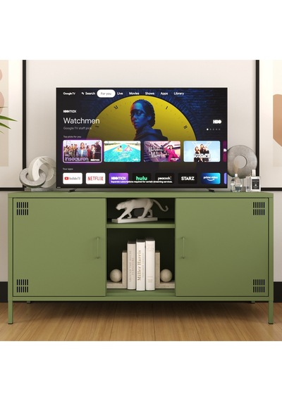 Pera Tv Ünitesi, Tv Dolabı,2 Kapaklı, Açık Raflı 130,50 X 40 X 64,50 Cm Ral 6011 Yeşil Pera Tv Ünitesi, Tv Dolabı,2 Kapaklı, Açık Raflı 130,50 X 40 X 64,50 Cm Ral 6011 Yeşil