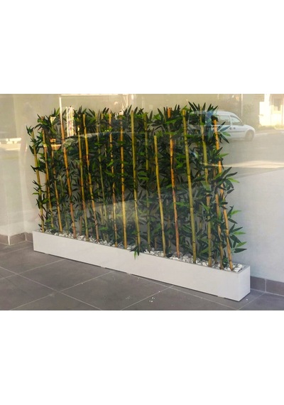 Yapay Bambu Ağacı Seti 1.50 Mt Boy Bamboo Çubuk Çiçek 2 Adet 75 Cm Ahşap Beyaz İç Mekan Saksıda Siyah