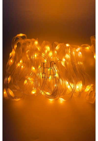 10 Metre Sarı Amber Peri Led Işık Ip64 Dış Mekan Jack Eklemeli Dekoratif Led Işık Yılbaşı Süsü Sarı