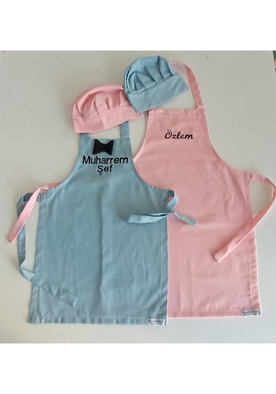 Moms And Babies Anne Kız-erkek Çocuk Mutfak Ve Etkinlik Önlüğü Pembe 0-12 Yaş Beden Su İtici Kumaş İsme Özel Mavi Pembe