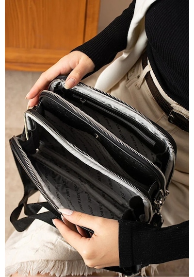 Just Polo Kadın Ayarlanabilir Askılı Su Geçirmez Lüks Omuz Çantası Shoulder Bag Ebat: 16 X 26 Cm Siyah