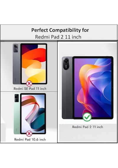 Xiaomi Redmi Pad 2 11 Inç İle Uyumlu 360 Dönebilen Standlı Tablet Kılıfı Kapaklı Kılıf