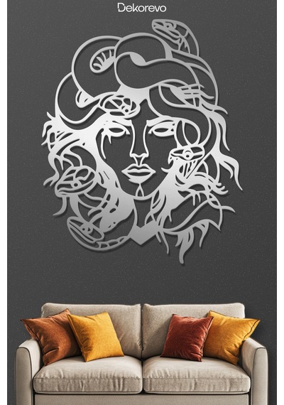 Medusa Metal Duvar Tablosu - Krom - 40 X 50 Cm