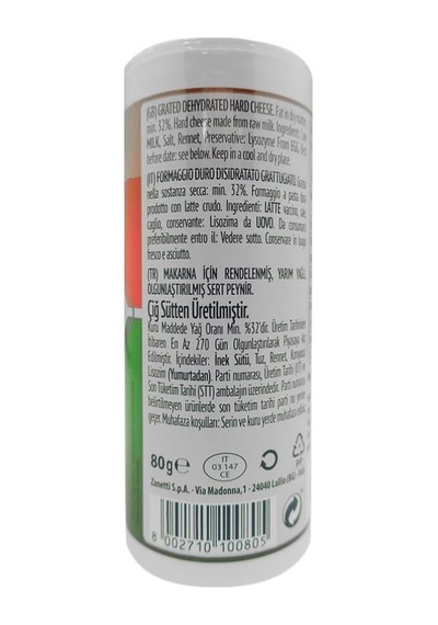 Zanetti Formaggio Per Pasta Toz Makarna Peyniri 80 Gr