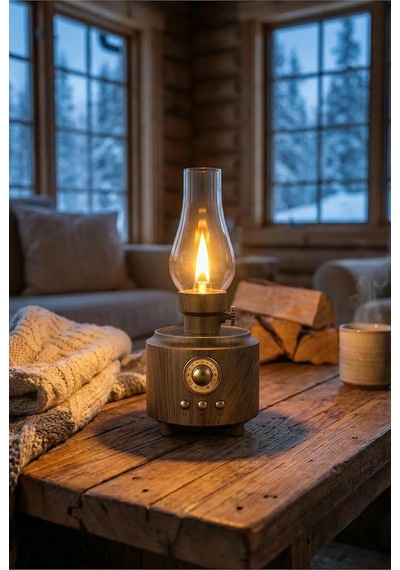 Nostaljik Taşınabilir Bluetooth Hoparlör Işıklı Gece Lambası Radyolu Usb Aux Micro Girişli Retro Shine Hoparlör