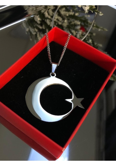 Vog 4 Cm Ay Yıldız Türk Bayrağı Sevgiliye Eşe Babaya Arkadaşa Hediye Çelik Kolye Beyaz Vog 4 Cm Ay Yıldız Türk Bayrağı Sevgiliye Eşe Babaya Arkadaşa Hediye Çelik Kolye Beyaz