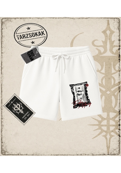 Tarzsokak Gotik & Grunge Streetwear Fake Flex Unisex Şort Beyaz