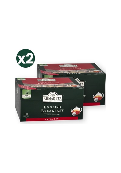 Ahmad Tea English Breakfast Demlik Poşet Çay 100'lü 320 G 2'li Ekonomik Paket Toplam 200 Demlik Poşet