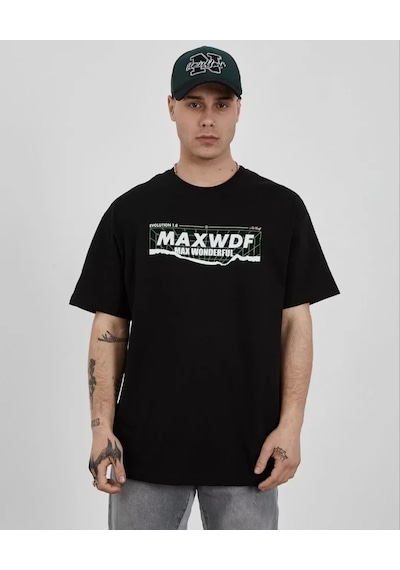 Modi Unisex Bisiklet Yaka Baskılı Oversize T-shirt - Siyah - Mymg108850