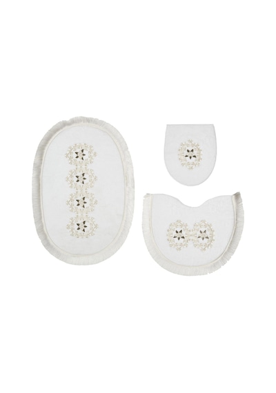 Queen Oval Nakişli 3 Lü Set Beyaz