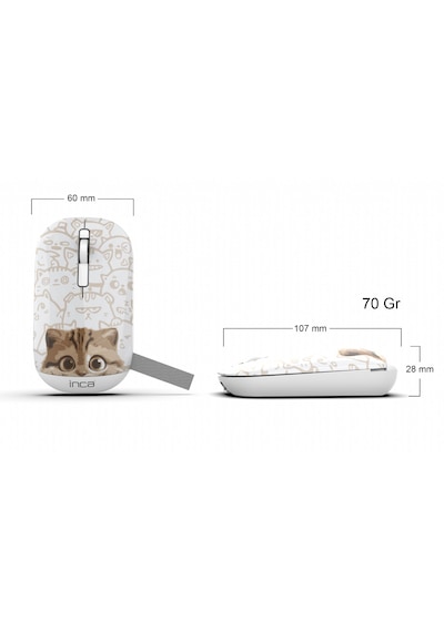 Inca Iwm-242k Bluetooth+wireless Double Mod Rechargeable Cat Patt
