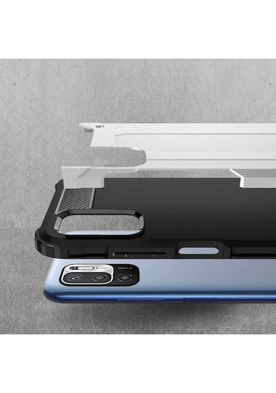 Noktaks - Xiaomi Uyumlu Xiaomi Redmi Note 10 5g - Kılıf Çift Katman Zırh Tank Crash Military Kapak - Gri