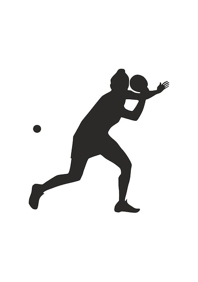Tenis Oynayan Kadın Folyo Sticker 200cm Uzunluk Siyah