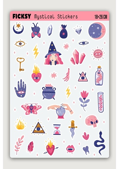 Mistik Sticker Seti - 37 Adet Etiket Çıkartma Diğer