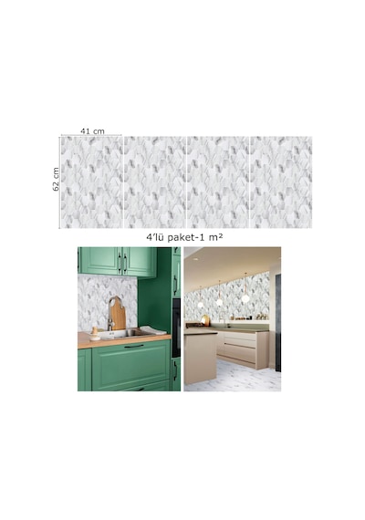 Tink Kendinden Yapışkanlı Beyaz Petek Mermer Desenli Pvc Panel 41x62cm