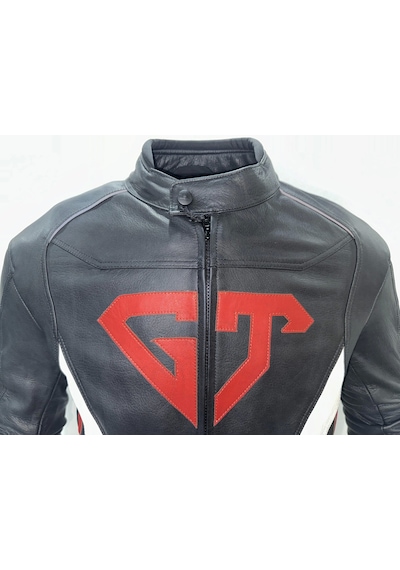Forte Gt 2002002 Hunter Hakiki Deri Ceket Siyah - Kırmızı