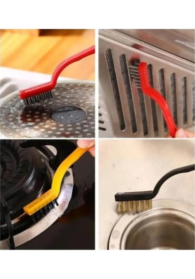 3 Adet Ocak Fırın Mangal Izgara Airfryer Temizliği Tel Pas Sökme Fırçası