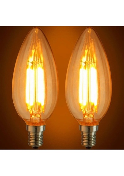 6 Adet E14 Ince Duy Buji Mum Amber Renk 4 Watt Rustik Led Ampul E