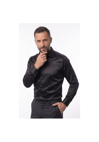 Elitpark Heritage Düz Renk Uzun Kollu Pamuklu Cepli Regular Fit Premium Saten Erkek Gömlek Siyah Elitpark Heritage Düz Renk Uzun Kollu Pamuklu Cepli Regular Fit Premium Saten Erkek Gömlek Siyah