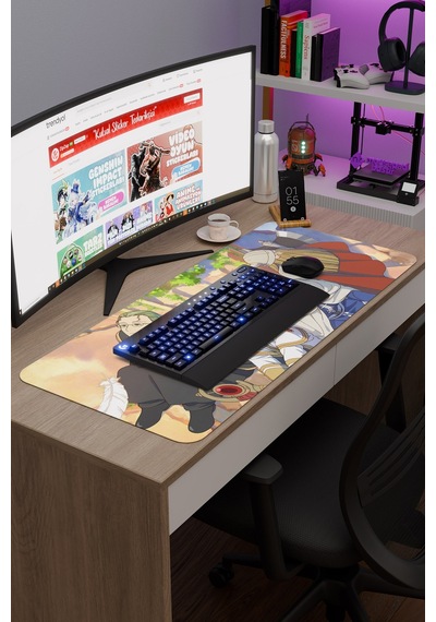 Sousou No Frieren Anime V1 - 90x40 Xxl Gaming Kauçuk Kaymaz Taban Mouse Pad Fare Altlığı