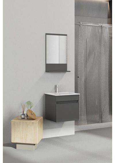 Biani Tome 50 Cm Banyo Dolabı Renk Mat Gri