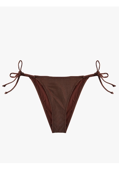Koton Yanları Bağlamalı İpli Parıltılı Bikini Altı Kahverengi 6sak00033mm