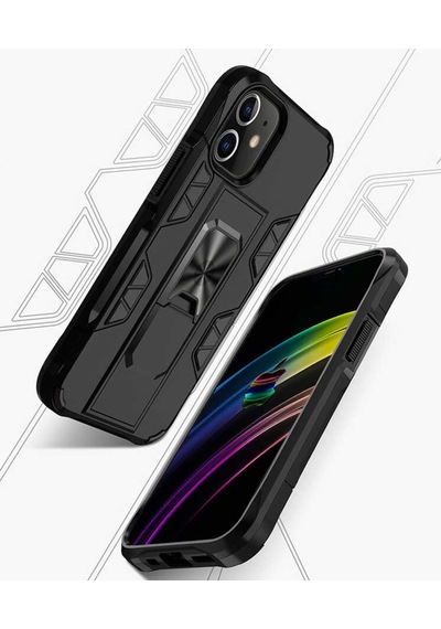 Apple Uyumlu iPhone 12 Kılıf Zore Volve Kapak-Siyah