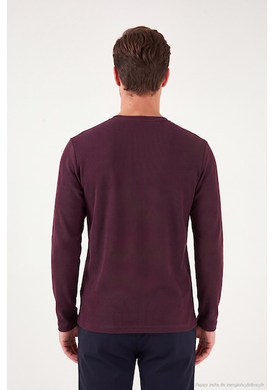 Buratti Pamuklu Regular Fit Düğmeli Bisiklet Yaka Sweat Erkek Sweat 5905852 Vişne