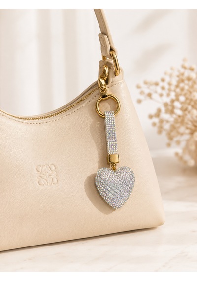 Kalpli Taşlı Luxury Çanta Charmı Gümüş Kristal Bag Charm