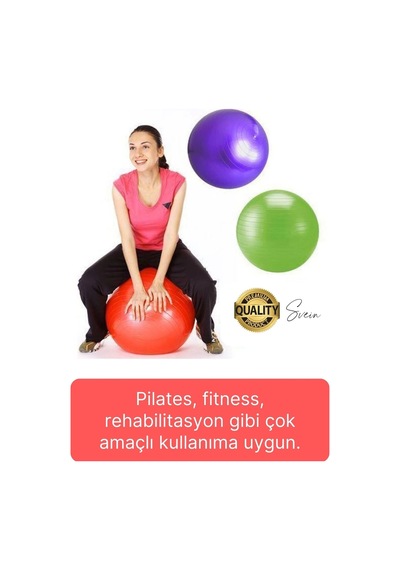 Svein 75 Cm Yoga Pilates Topu Ve Şişirme Pompası Hediye Denge Egzersiz Aerobik Jimnastik Reformer Spor Set