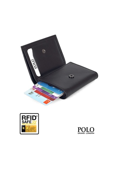 Orijinal Otomatik Mekanizmalı Kutulu Rfid Korumalı Hırsızlık Engelleyici Para & Kartlıklı Cüzdan siyah