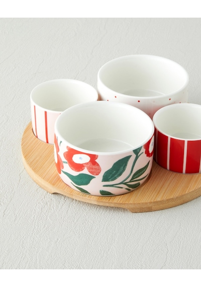 English Home Brighter Stoneware 5 Parça Sunumluk 20 Cm Kırmızı-pembe