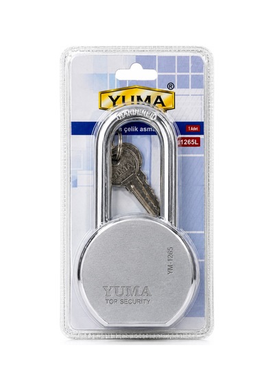 Yuma 65 Mm Uzun Kancalı Çelik Asma Kilit Ym-1265l Anahtarlı Güvenlik Kilidi